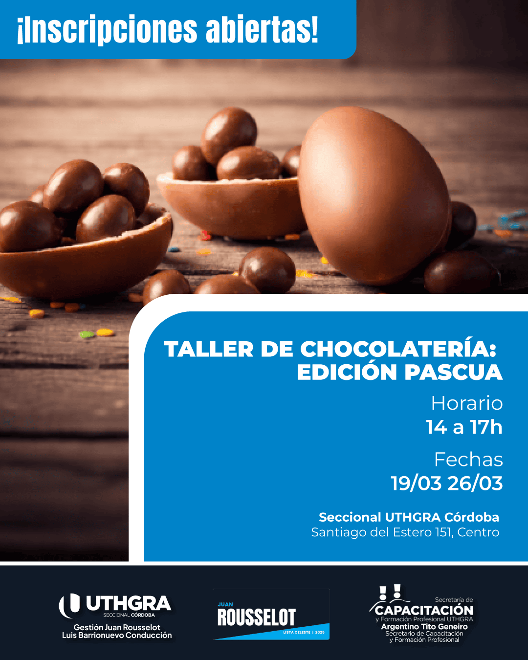 Nuevo Taller de Chocolatería: Edición Pascua en UTHGRA Córdoba